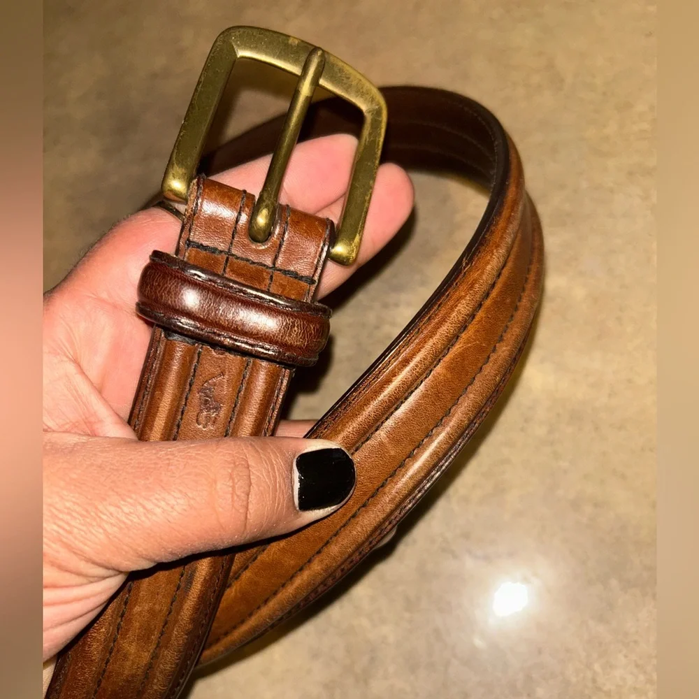 Polo Ralph Lauren Belt - brown Italian leather w/brass buckle